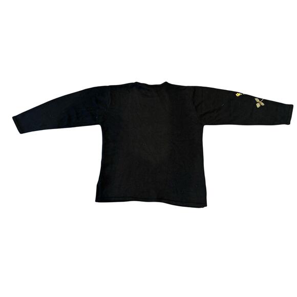 Cynthia Taylor Pull Over Black With Red & Gold Embroidered & Beaded Flowers Med. - Picture 2 of 3